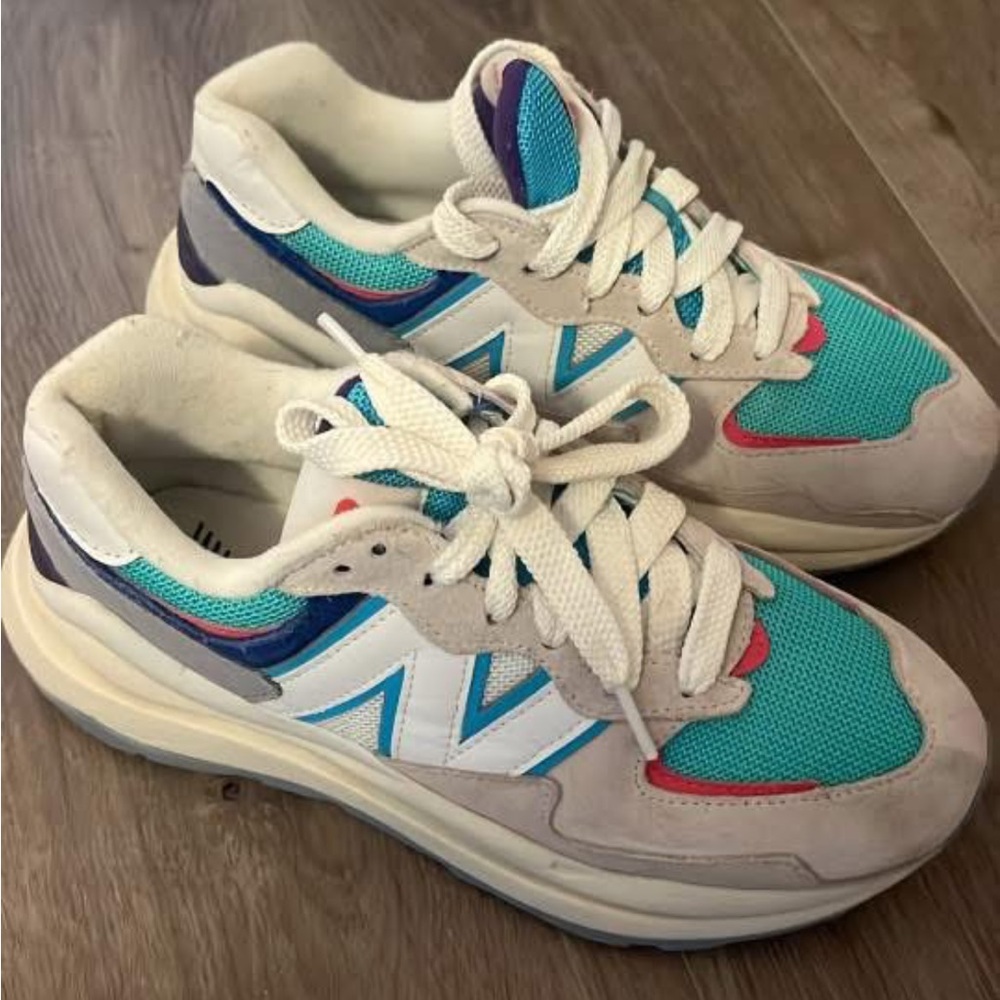 New Balance Athletic Shoes - Cream, Blue, Pink